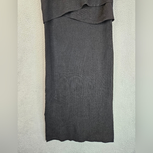 Ripe Womens Maternity Layered Nursing Flap Black Knit Dress Sz S Mock Neck Midi - Picture 4 of 11